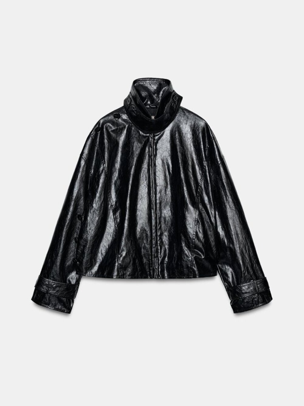 BNWT ZARA WOMEN FAUX LEATHER JACKET WITH SCARF ZW COLLECTION BLACK - Picture 8 of 11